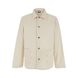 Kerlouan Beige Jacket with Classic Collar and Front Button Closure in Cotton Man