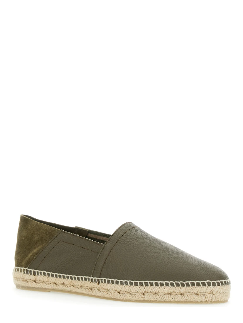 Polo Green Espadrillas with Braided Raphia Sole in Leather Man