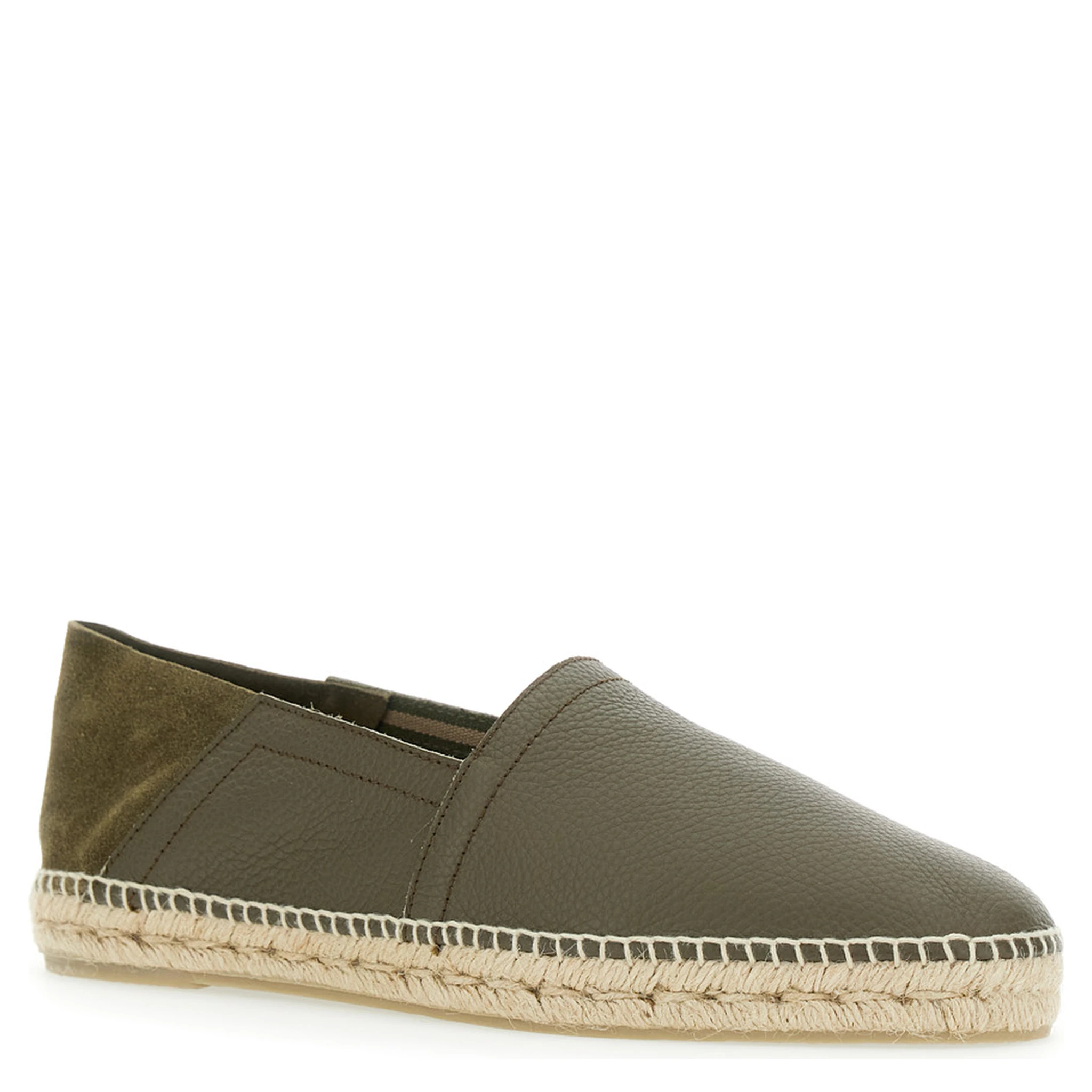 Polo Green Espadrillas with Braided Raphia Sole in Leather Man
