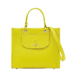 Green Handbag with Embossed Logo on the Front and Adjustable and Removable Shoulder Strap in Leather Woman
