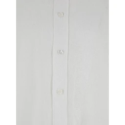 White Shirt with  Classic Collar and Wide Short Sleeves in Linen Man