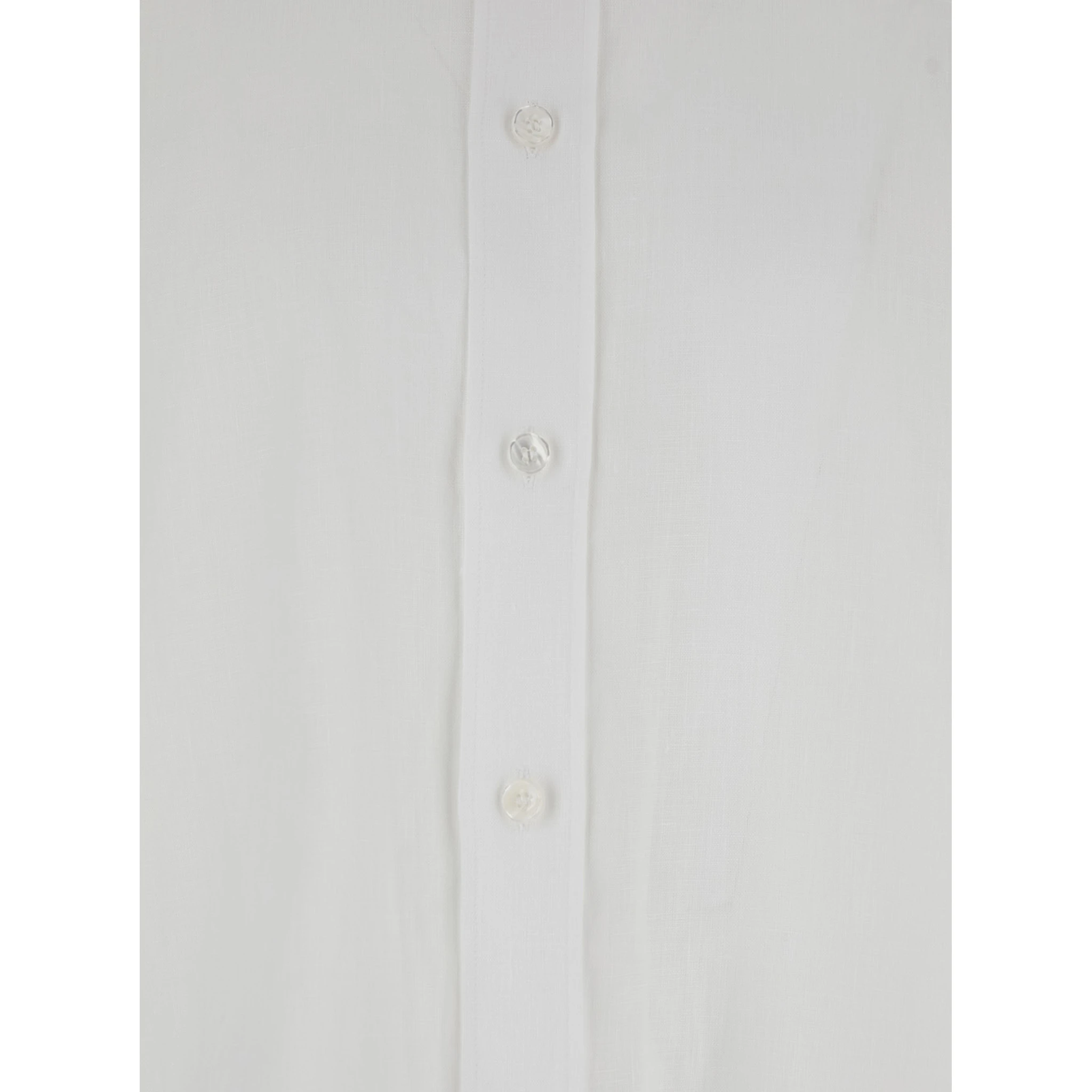 White Shirt with Classic Collar and Wide Short Sleeves in Linen Man