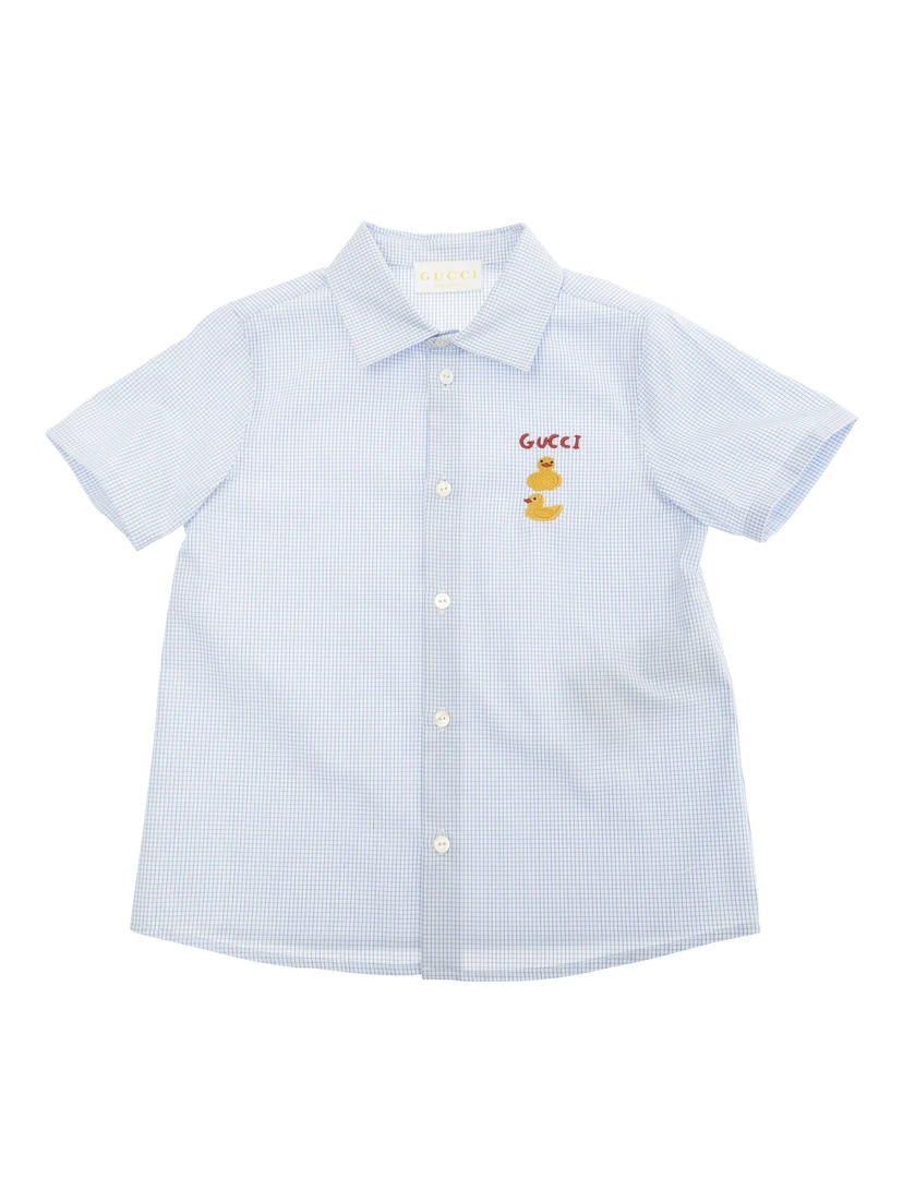 Light Blue Shirt with Lettering Logo on the Front in Cotton Baby