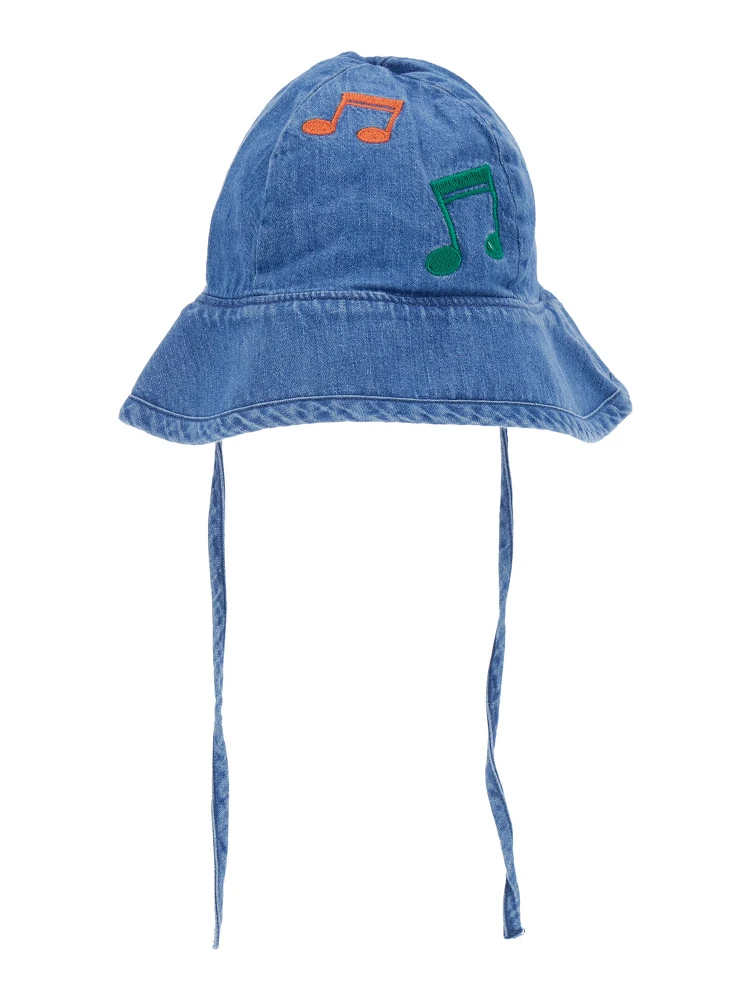 Blue Hat with Musical Notes Embroidered on the Front in Denim Boy