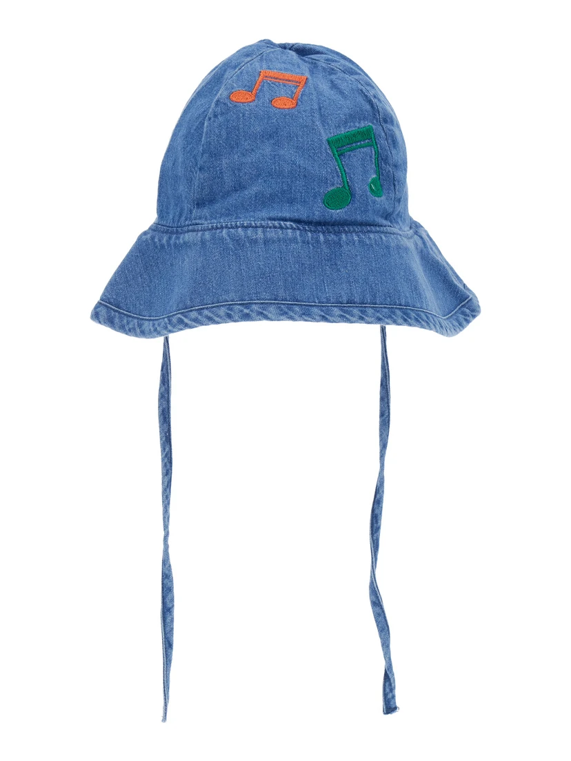 Blue Hat with Musical Notes Embroidered on the Front in Denim Boy