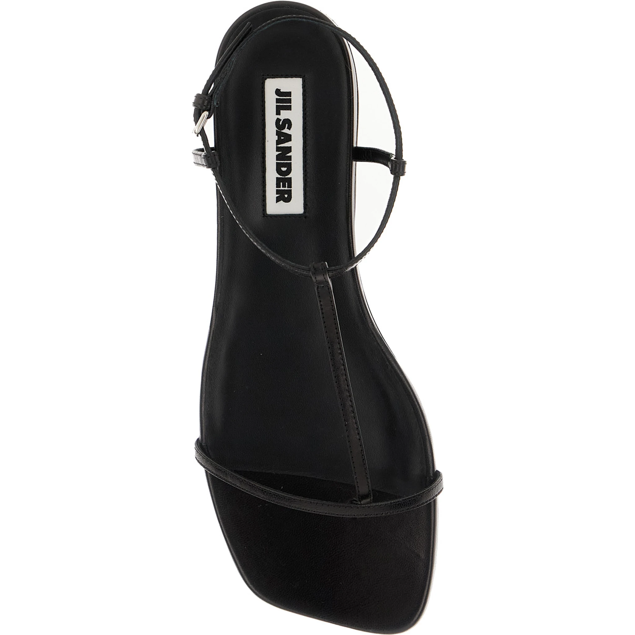 Black Sandals with Ankle Buckle Closure in Leather Woman