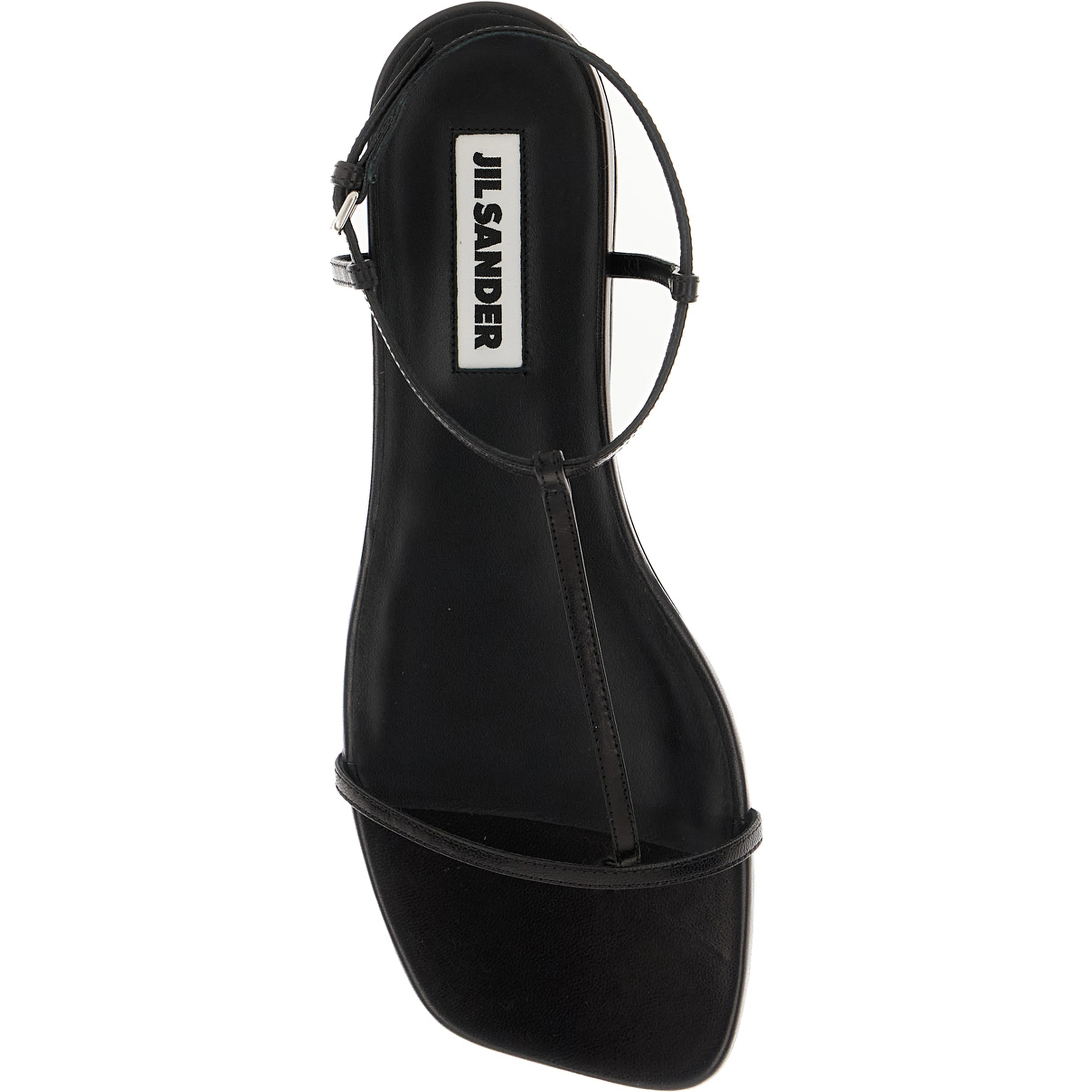 Black Sandals with Ankle Buckle Closure in Leather Woman