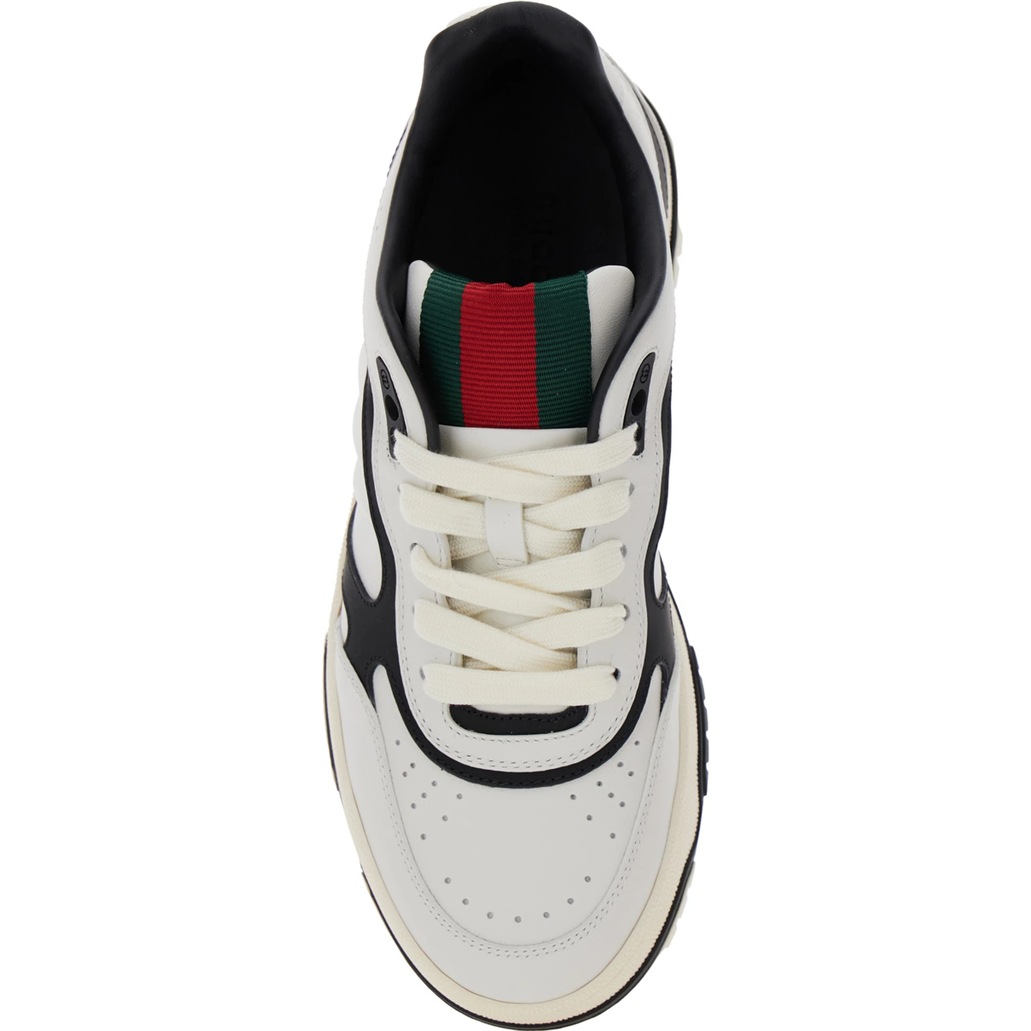 Reweb Black and White Low Top Sneakers with Web Detail on the Tongue and Logo Patch on the Rear in Leather and Fabric Woman