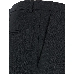 Black Tailored Pants with GG Logo Embroidered on the Back in Wool Man