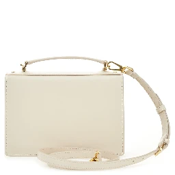 Venezia White Handbag with Lettering Logo and Clasp Closure in Leather Woman