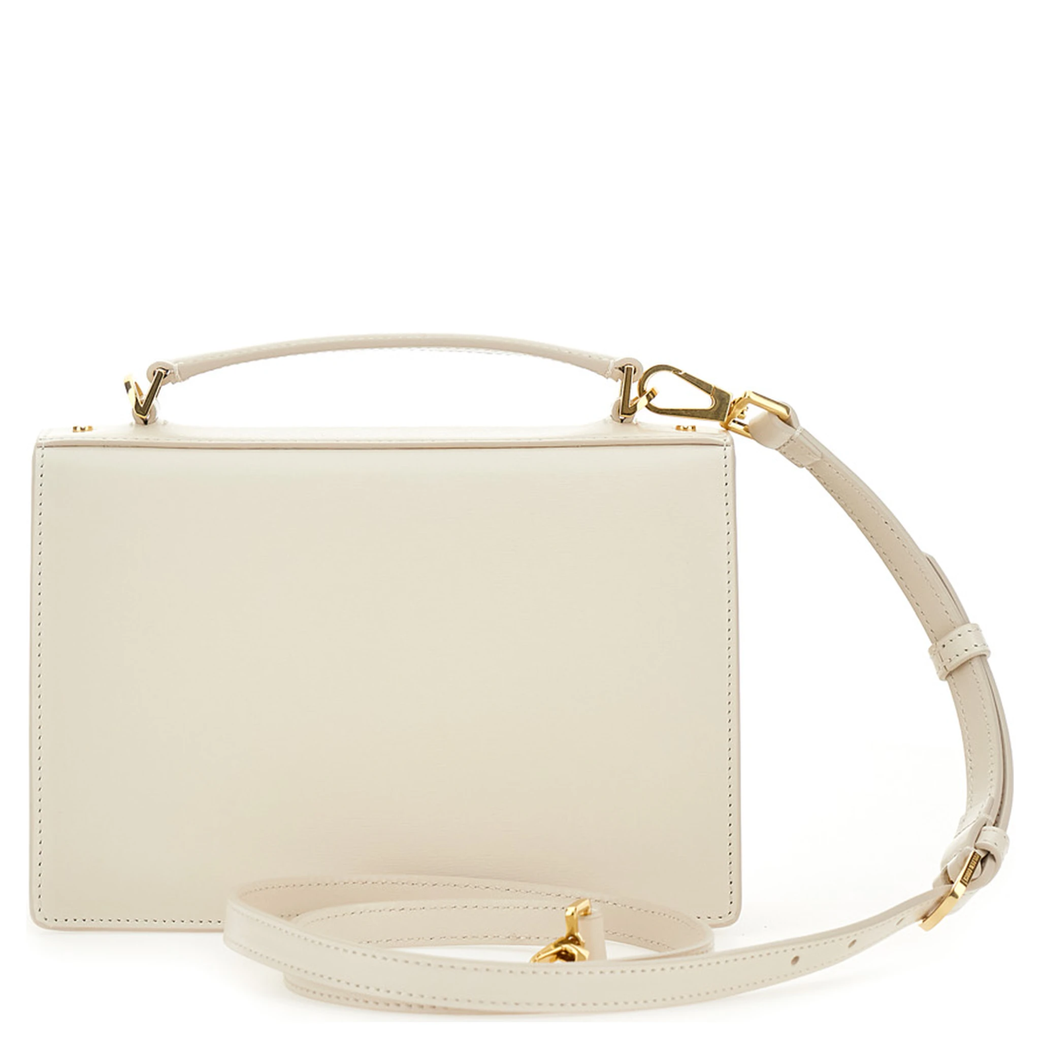Venezia White Handbag with Lettering Logo and Clasp Closure in Leather Woman