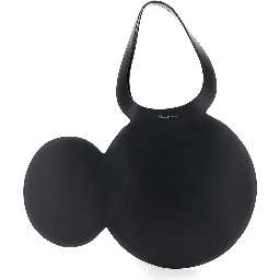 Mickey Black Handbag with Cut-Out Handle and Logo Lettering on the Front in Leather Woman