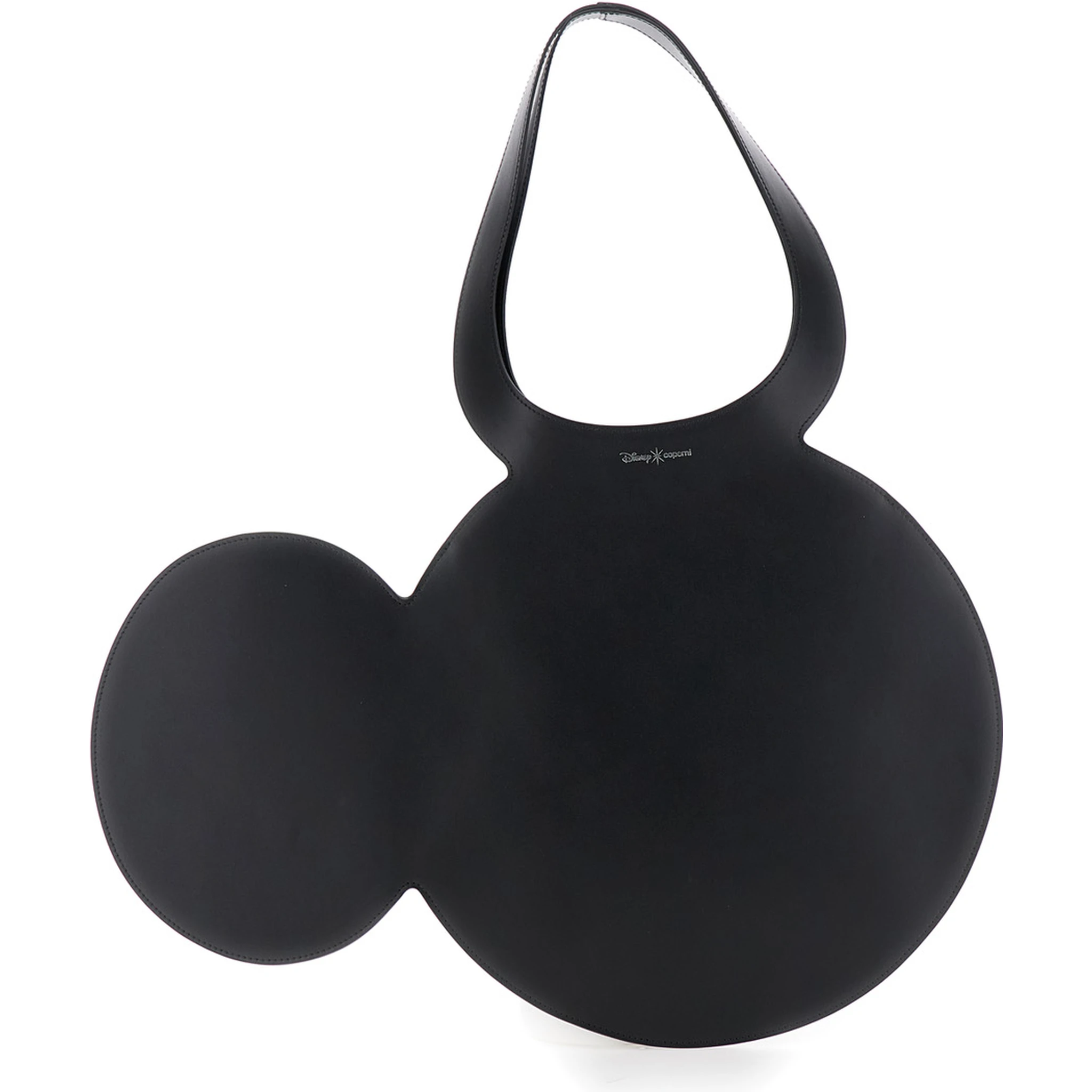 Mickey Black Handbag with Cut-Out Handle and Logo Lettering on the Front in Leather Woman