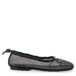Gill Black Ballerinas with Semi-Transparent Mesh Design and Adjustable Drawstring in Tech Fabric Woman