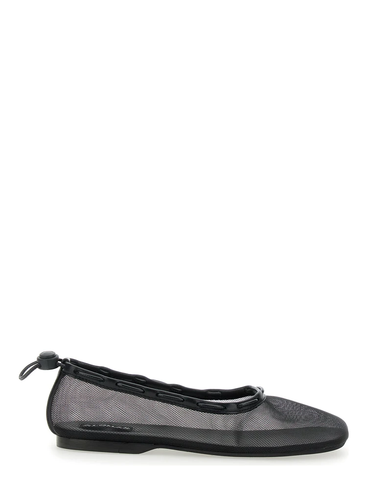 Gill Black Ballerinas with Semi-Transparent Mesh Design and Adjustable Drawstring in Tech Fabric Woman