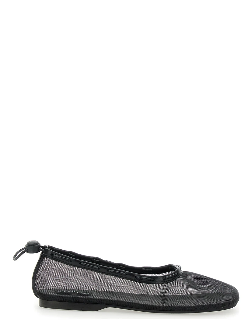 Gill Black Ballerinas with Semi-Transparent Mesh Design and Adjustable Drawstring in Tech Fabric Woman