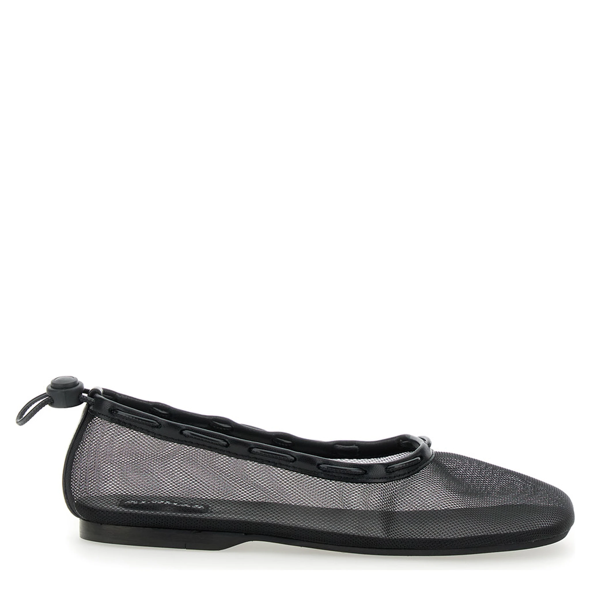 Gill Black Ballerinas with Semi-Transparent Mesh Design and Adjustable Drawstring in Tech Fabric Woman