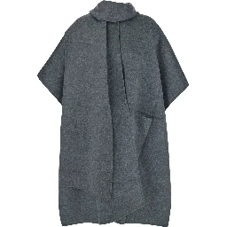 Grey Coat with Scarf in Wool Woman