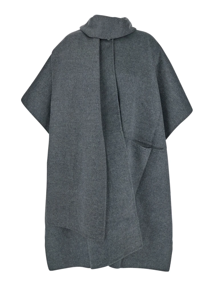 Grey Coat with Scarf in Wool Woman