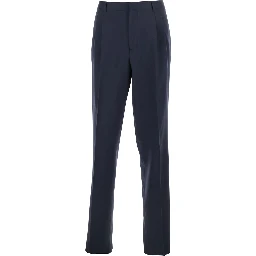 Blue Tailored Trousers with Double Pence in Virgin Wool Man