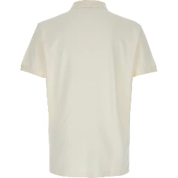 "Custom Slim Fit" White Polo Shirt with Large Pony Detail on the Front in Cotton Piquet Man