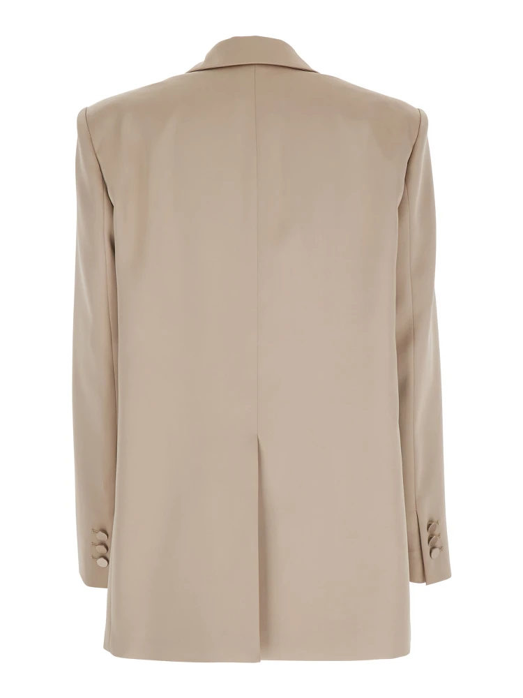 Guia Beige Single-Breasted Jacket with Notched Revers and Shoulder Pads in Wool Blend Stretch Woman alternative
