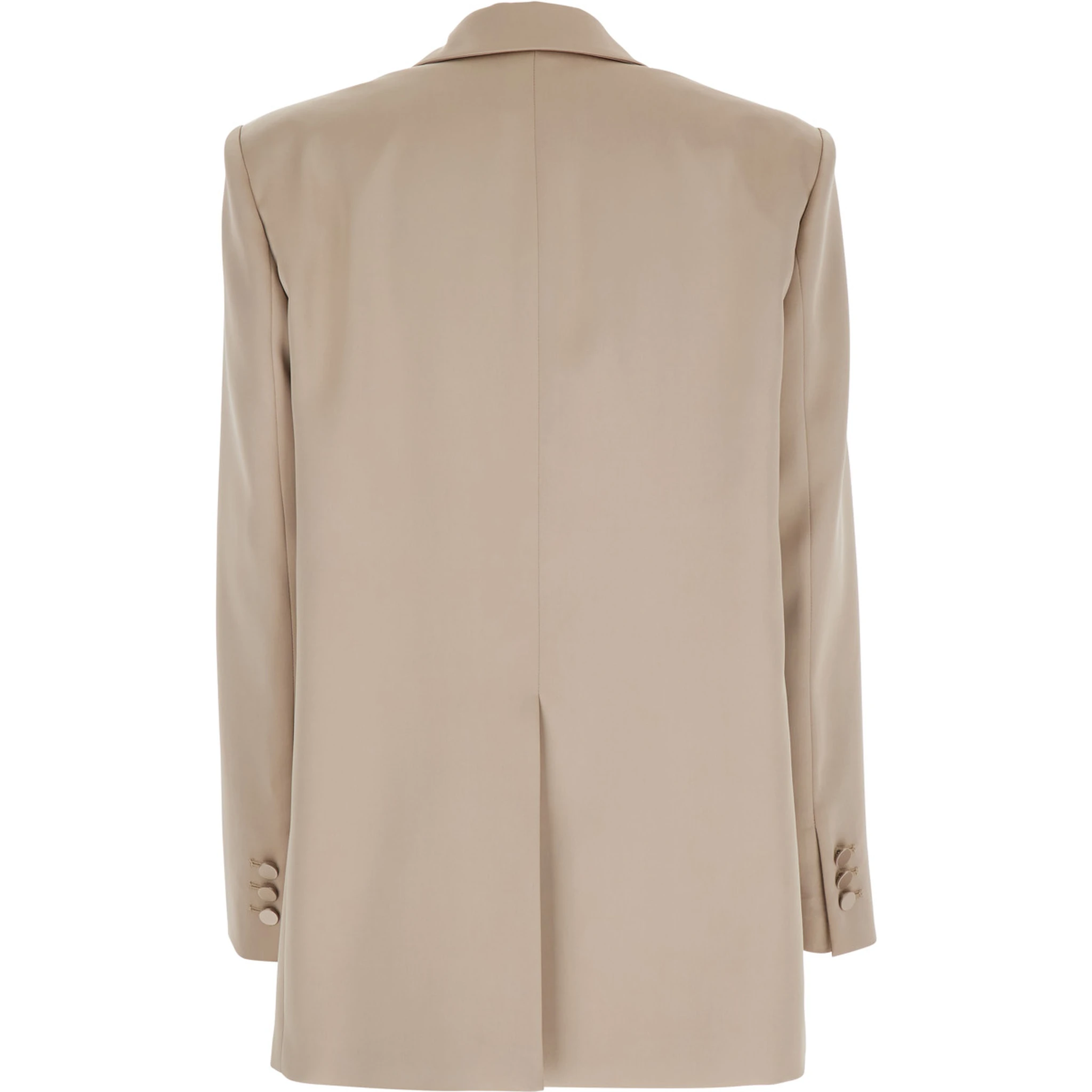 Guia Beige Single-Breasted Jacket with Notched Revers and Shoulder Pads in Wool Blend Stretch Woman