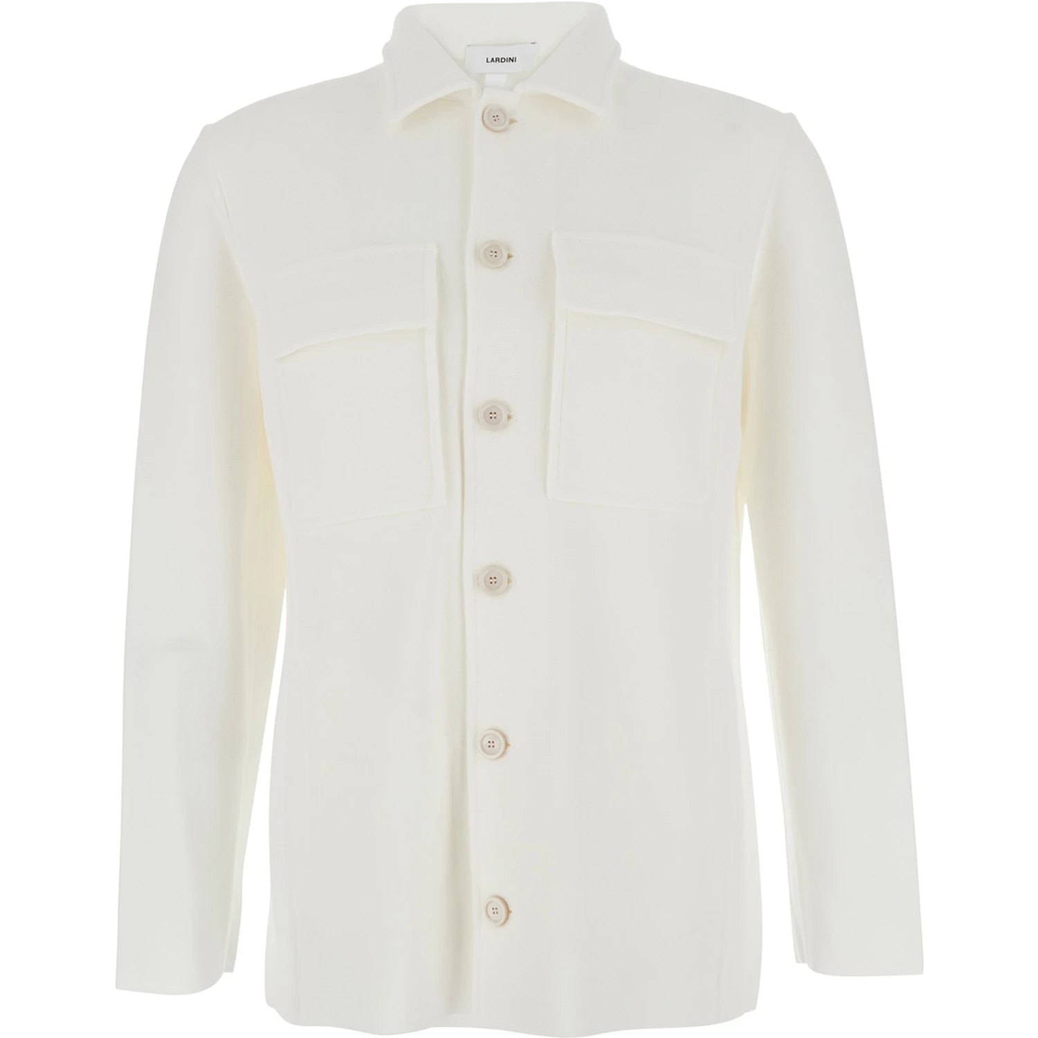 White Shirt with Classic Collar and Two Front Patch Pockets in Cotton Man