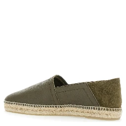 Polo Green Espadrillas with Braided Raphia Sole in Leather Man
