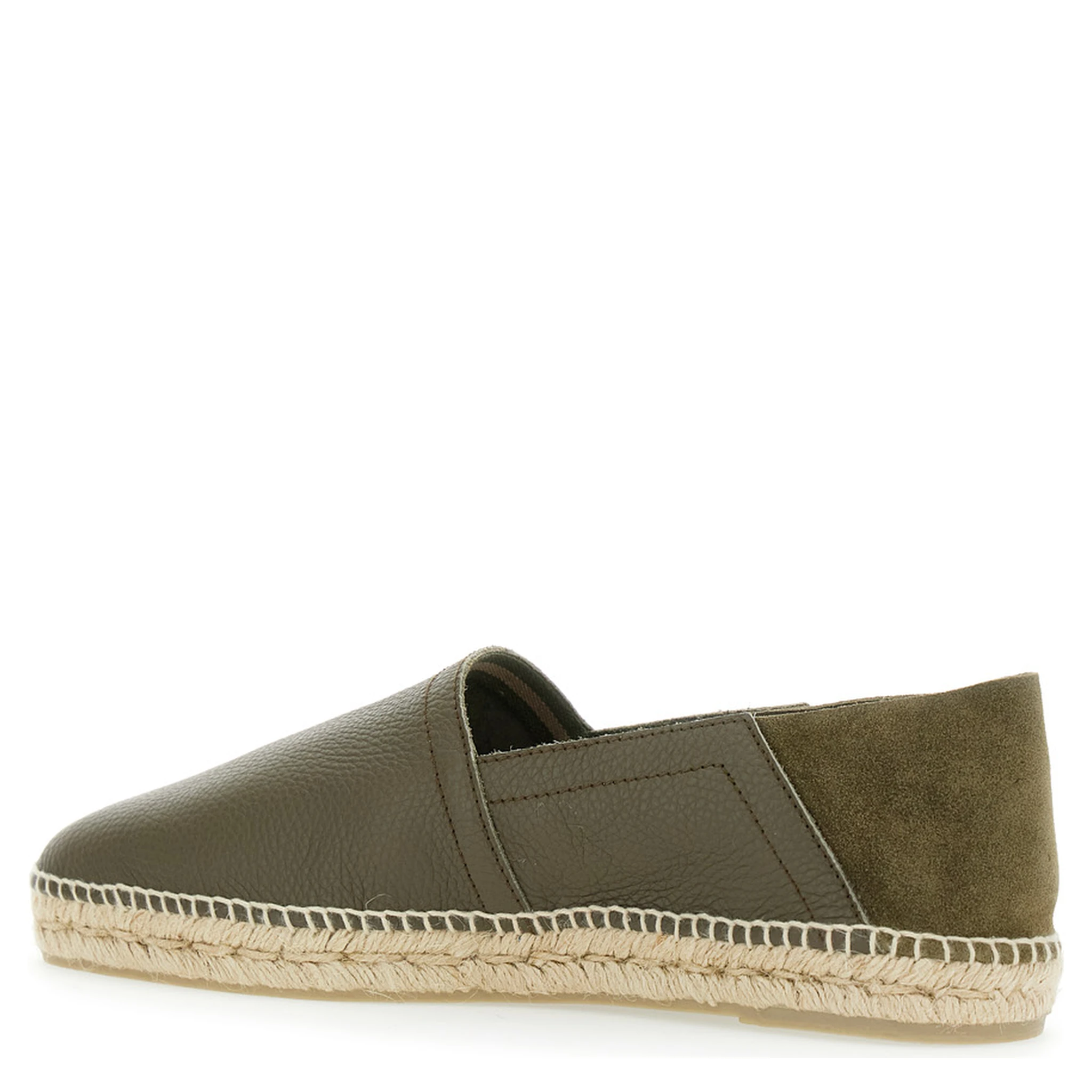 Polo Green Espadrillas with Braided Raphia Sole in Leather Man