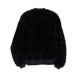 Black Bomber Jacket with Zip Closure in Fur Woman