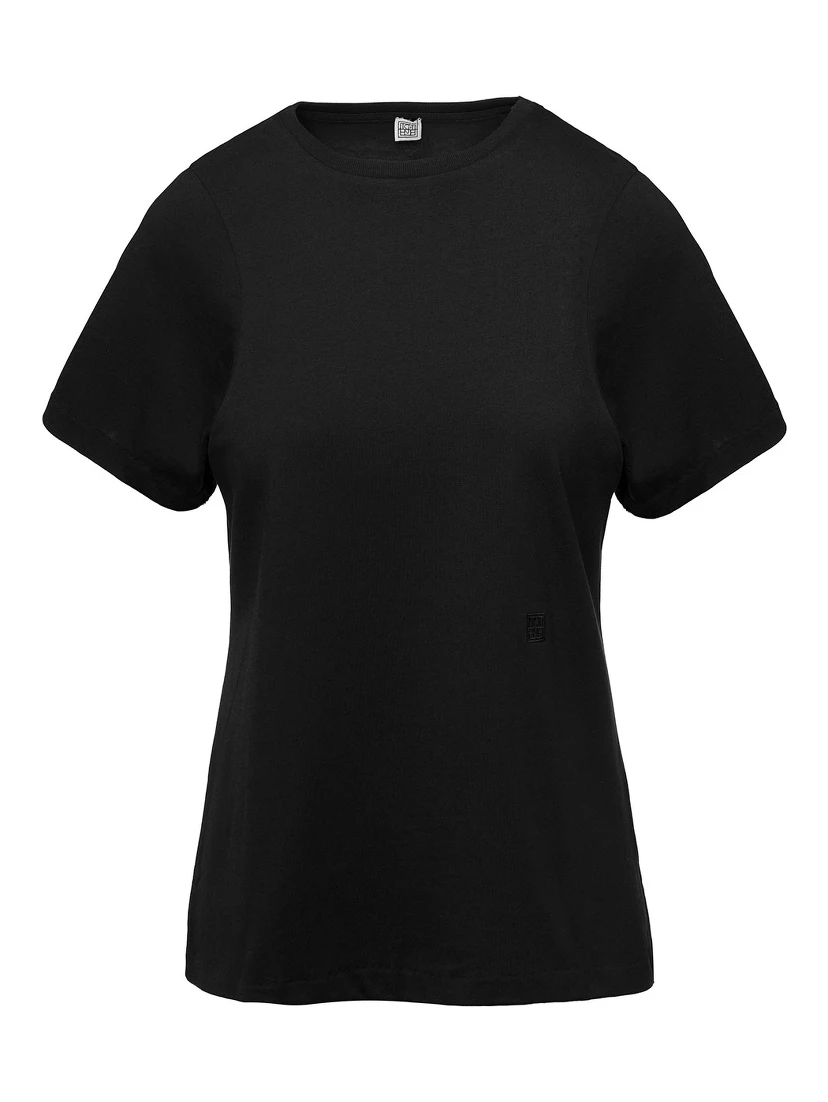 Crewneck T-Shirt in Black Cotton Woman