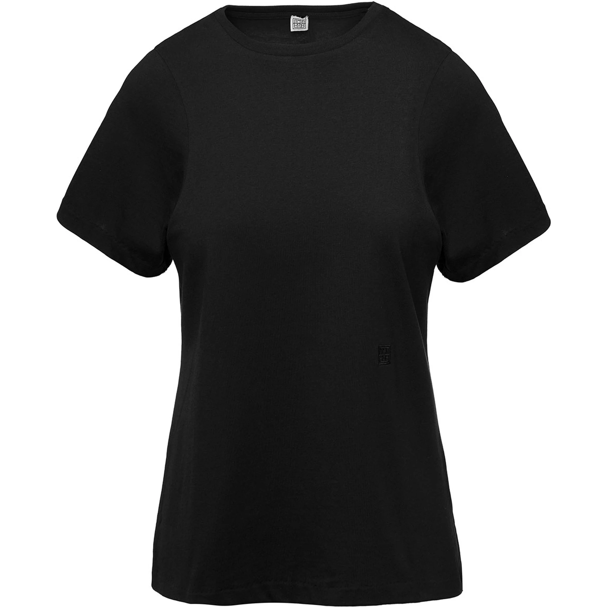 Crewneck T-Shirt in Black Cotton Woman