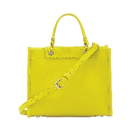 Green Handbag with Embossed Logo on the Front and Adjustable and Removable Shoulder Strap in Leather Woman
