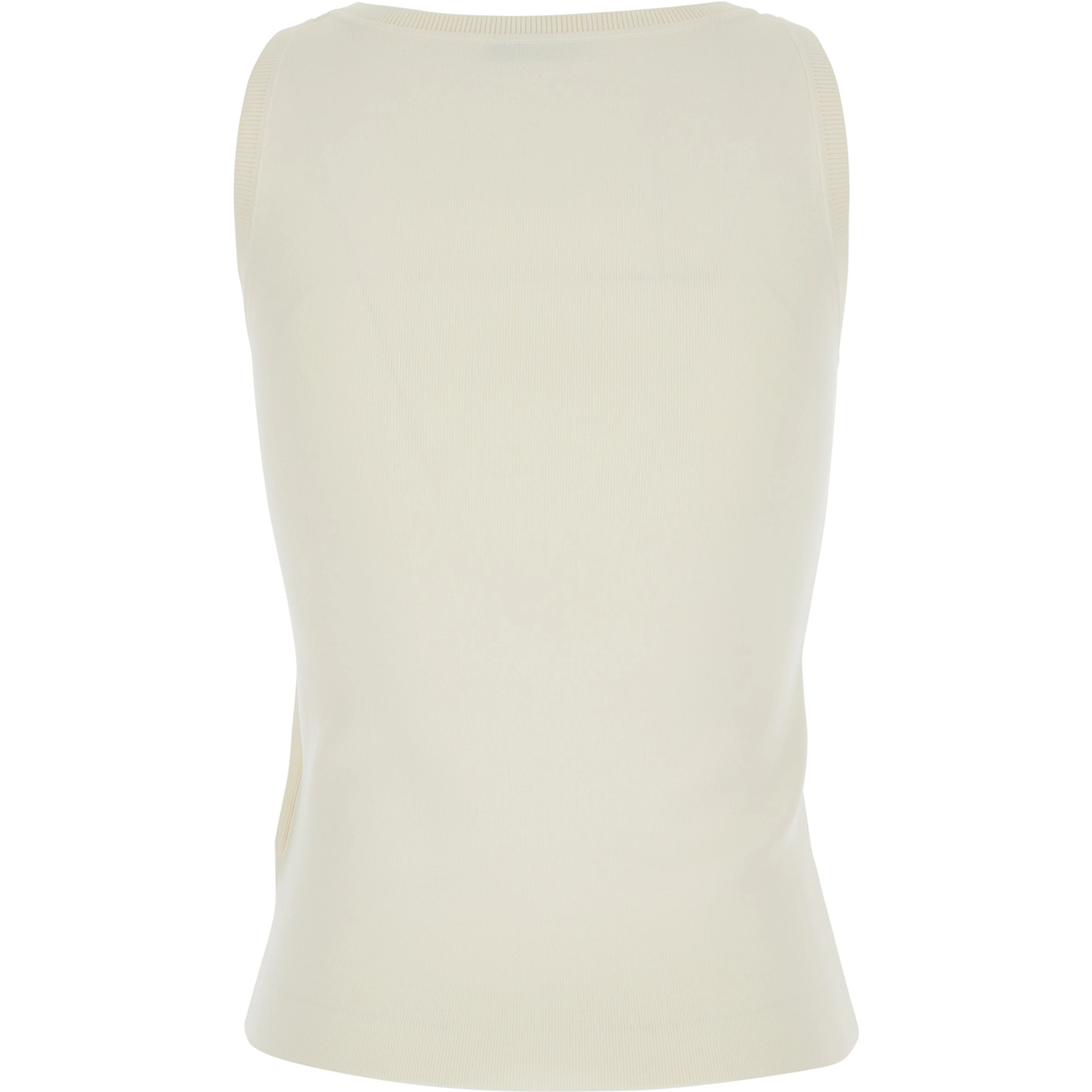 Pentola White Sleeveless Top with Square Neck and Tonal Logo Lettering Embroidery on the Front in Viscose Blend Woman