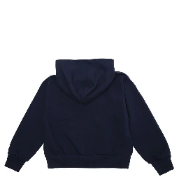 Blue Hoodie with Web Detail with Horsebit on the Front in Cotton Girl