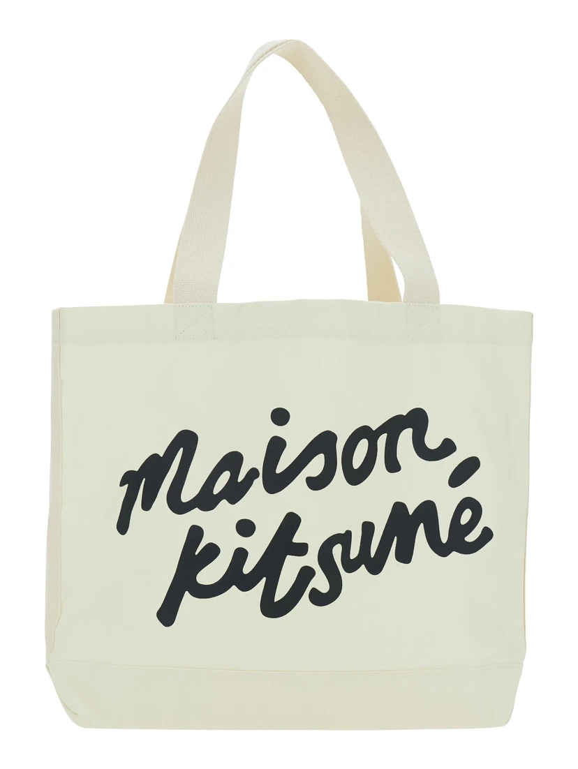 White Shopper with Maxi Logo Lettering on the Front in Cotton Man
