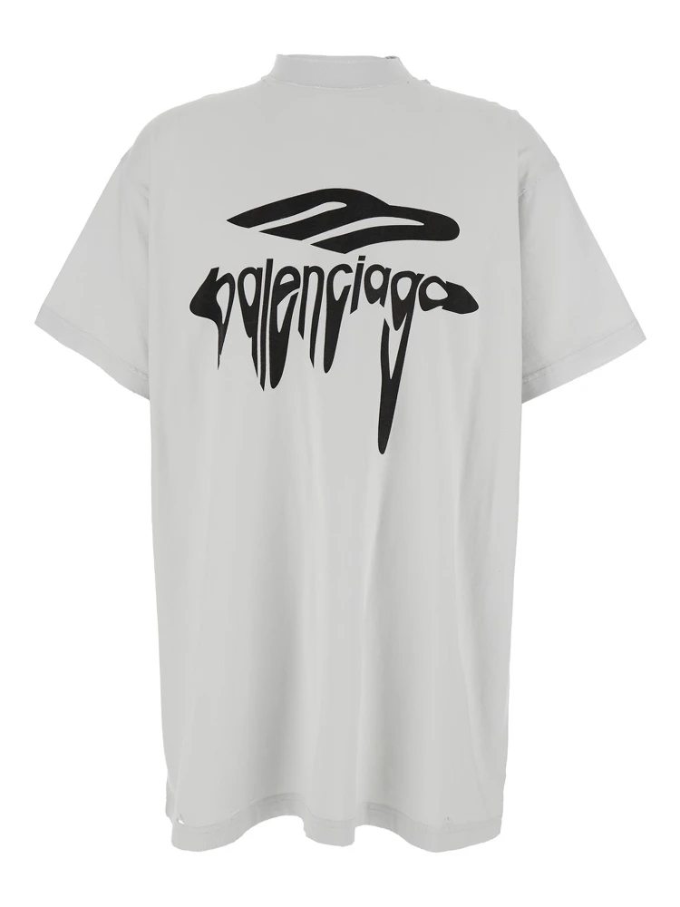 3B Liquified White T-Shirt with Logo Print on the Front in Cotton Man