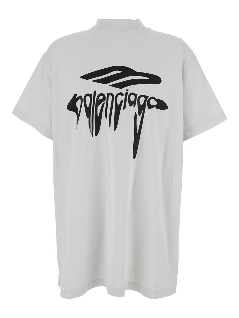 3B Liquified White T-Shirt with Logo Print on the Front in Cotton Man