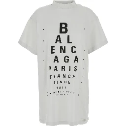 White T-Shirt with Logo Printed on the Front and Torn Details in Cotton Woman