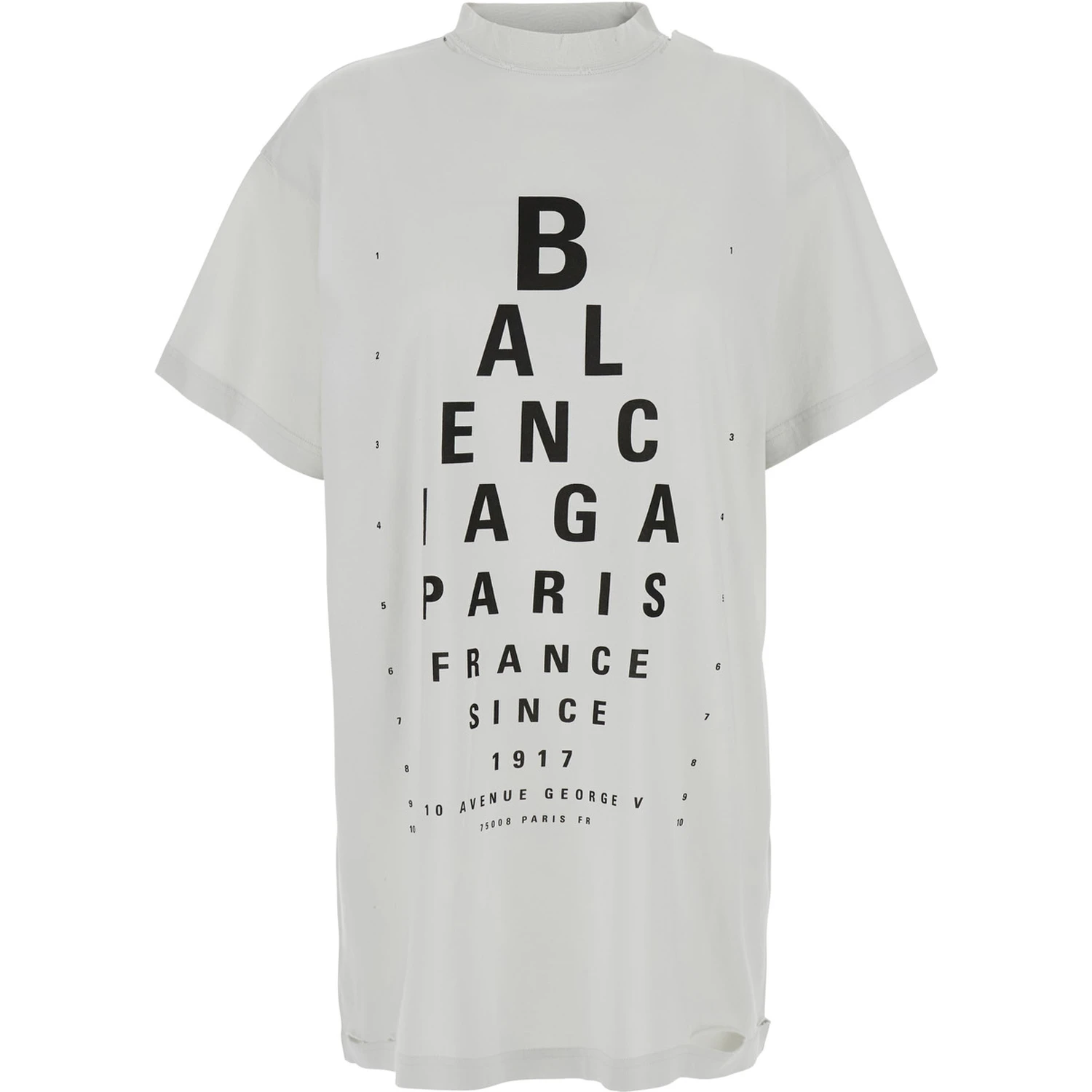 White T-Shirt with Logo Printed on the Front and Torn Details in Cotton Woman