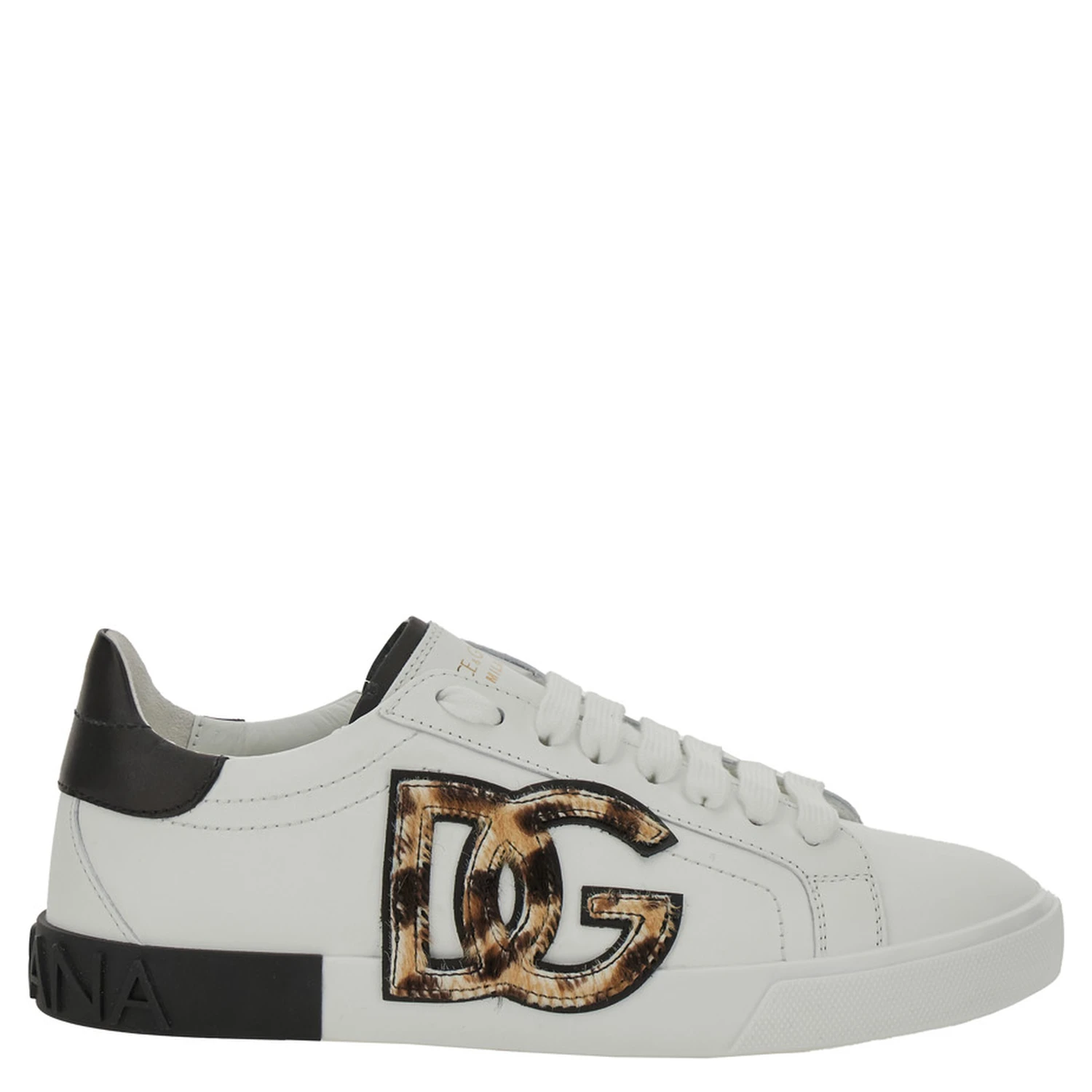 White Low Top Sneaker with Animal-Motif Logo in Leather Woman