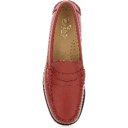 Danielle Pop Red Loafers with Bevelled Toe and Low Stacked Heel in Leather Woman
