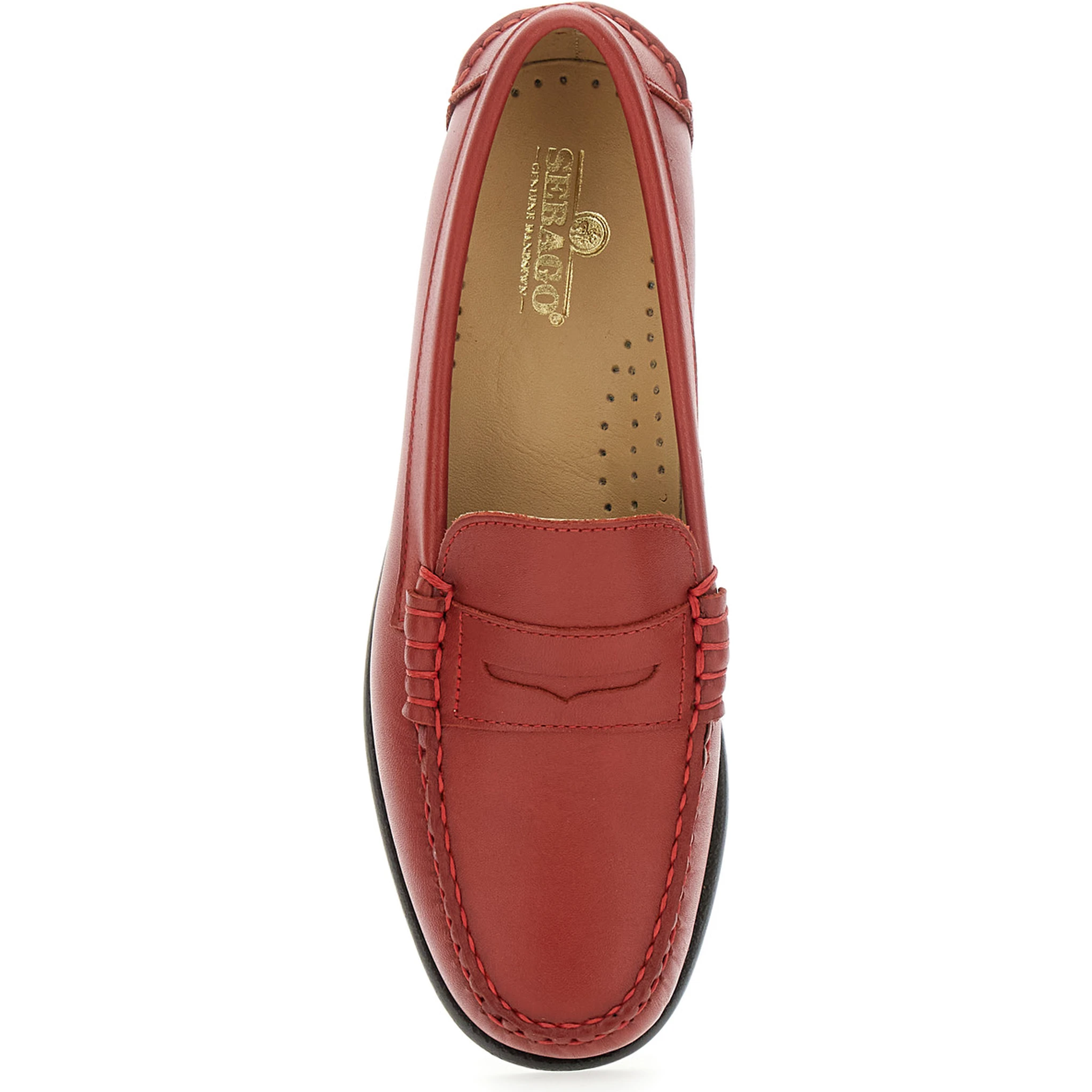 Danielle Pop Red Loafers with Bevelled Toe and Low Stacked Heel in Leather Woman