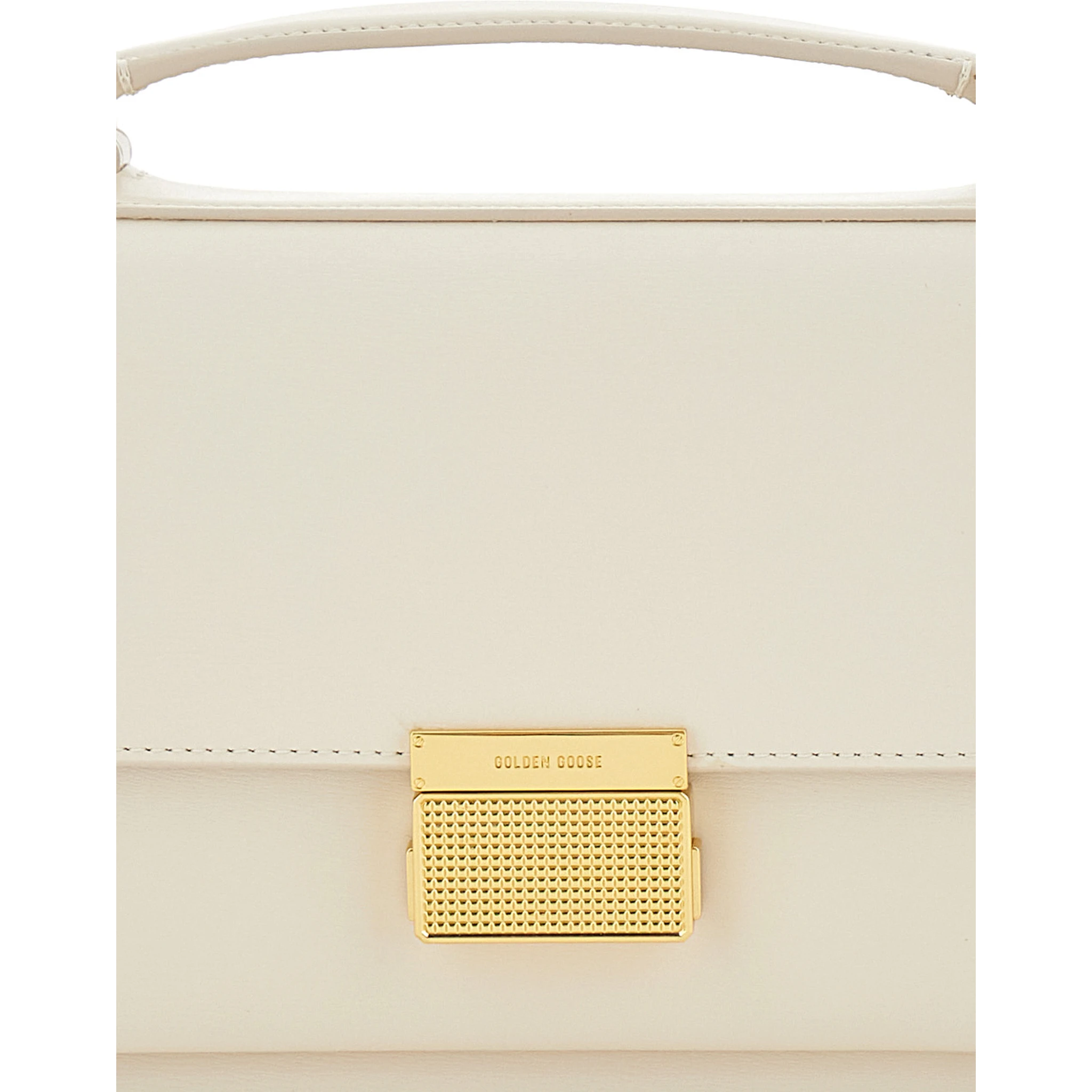 Venezia White Handbag with Lettering Logo and Clasp Closure in Leather Woman
