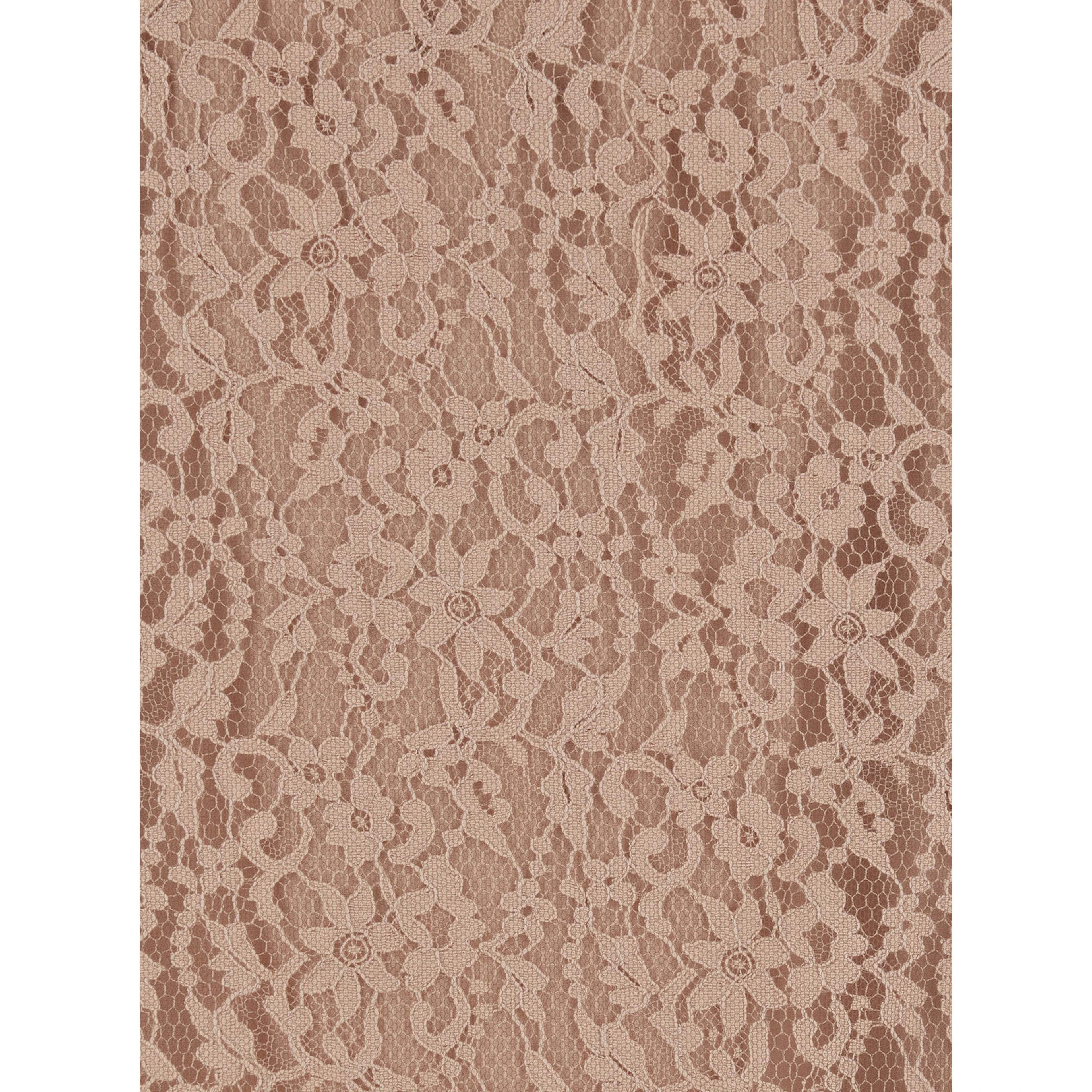 Beige Tube Skirt with All-Over Floral Embroidery in Lace Woman