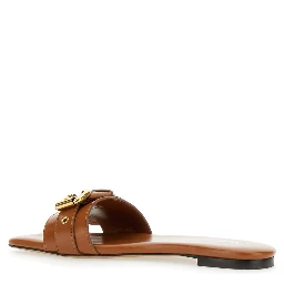 Mae Brown Sandals with Strap Embellishment with Logo in Leather Woman