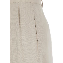 Beige Pants with Belt Loops and Pences on the Front in Wool Woman