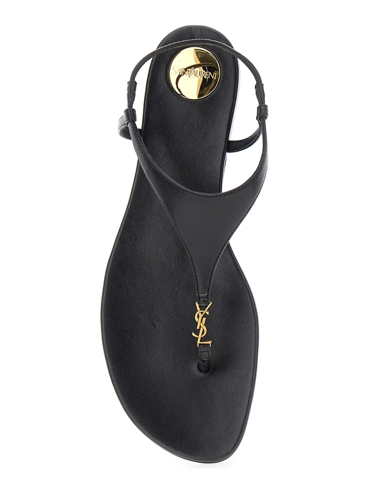 Black Sandals with Metallic Cassandre Detail in Leather Woman alternative