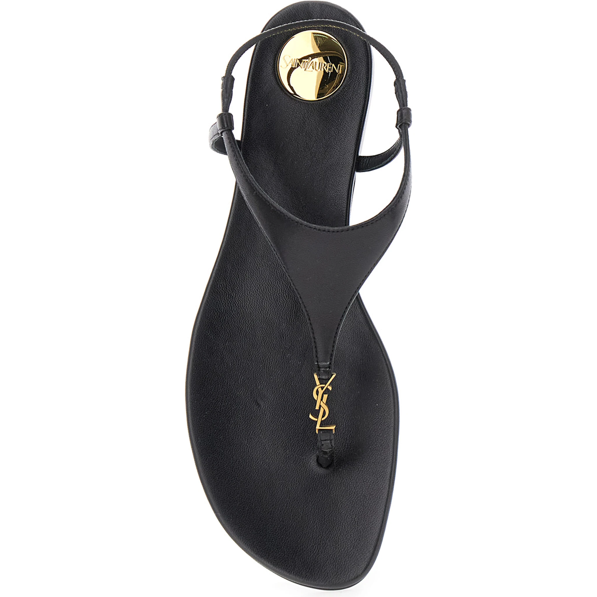 Black Sandals with Metallic Cassandre Detail in Leather Woman